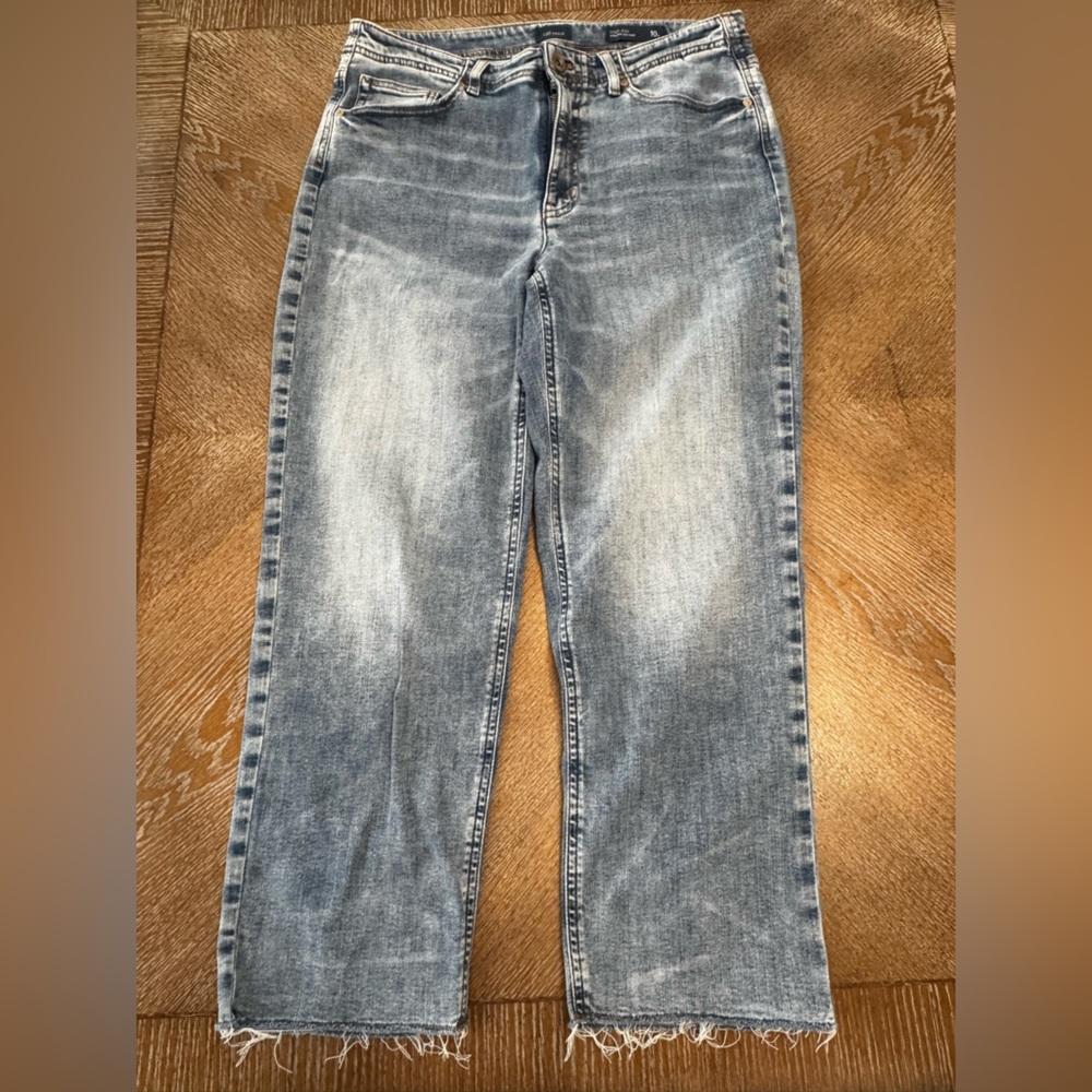 J. Jill Blue Denim High Rise Straight Leg Cropped Sz10 Waist 34” Inseam 24” - Picture 3 of 6